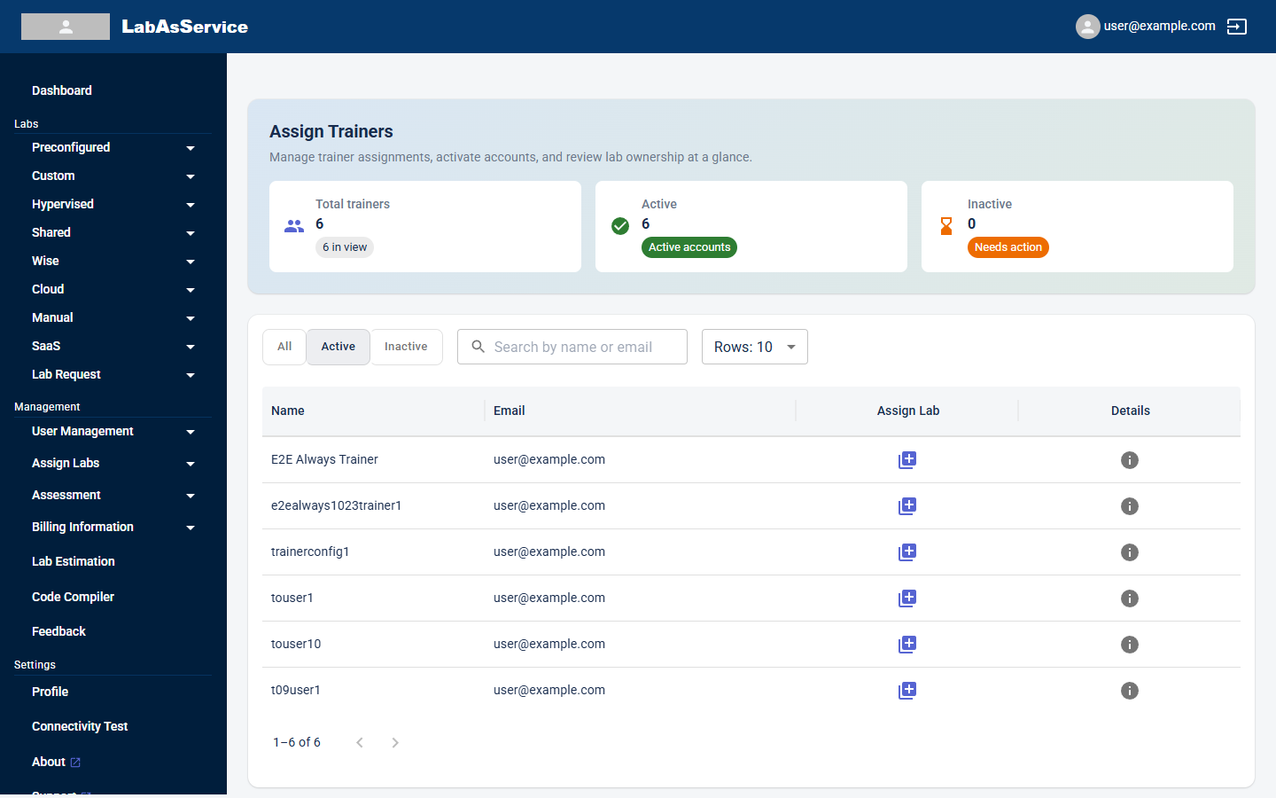 Assign trainers