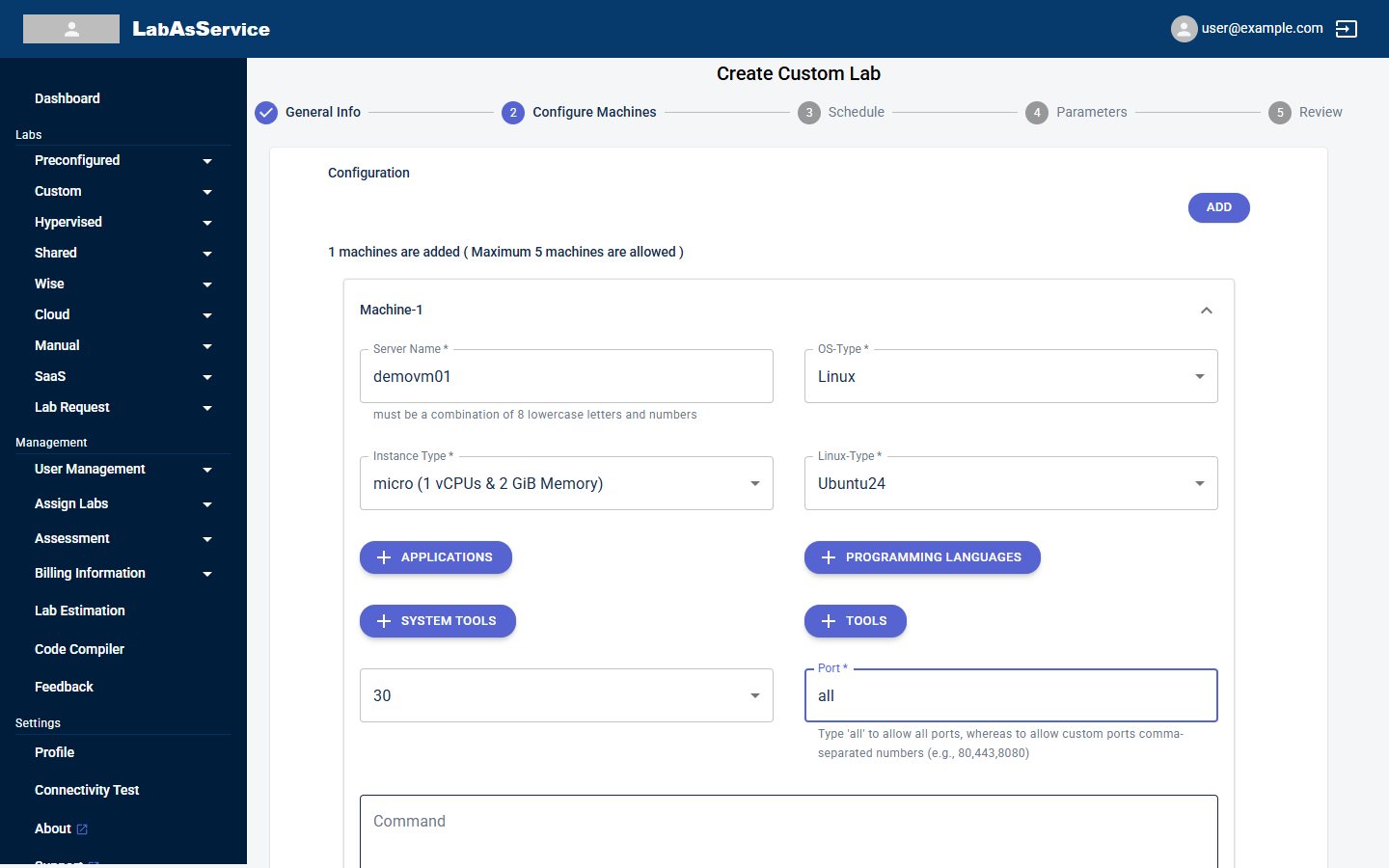 Step 2: Configure Machines