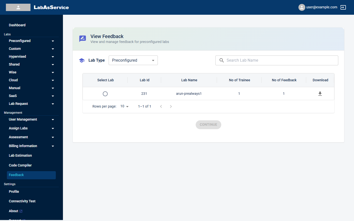 Administrator feedback