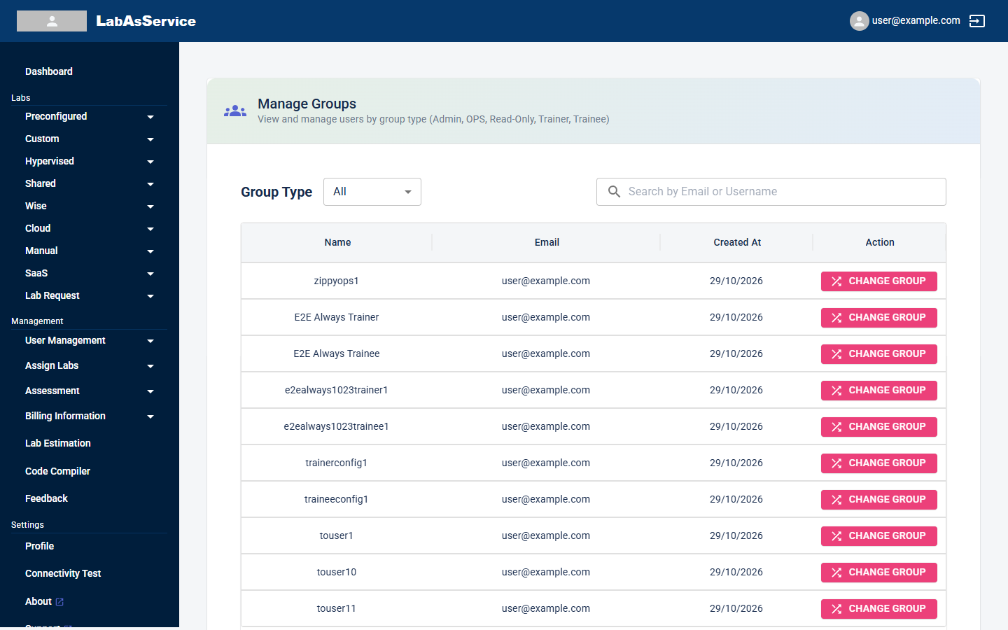 Manage groups